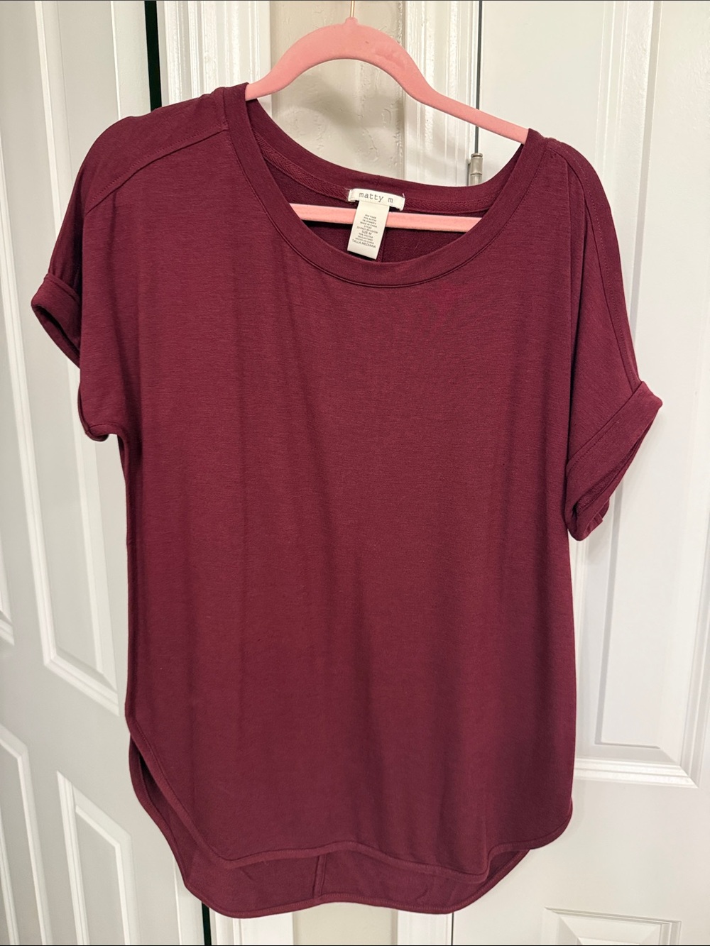 Moussy Burgundy Short Sleeve Crewneck Tee